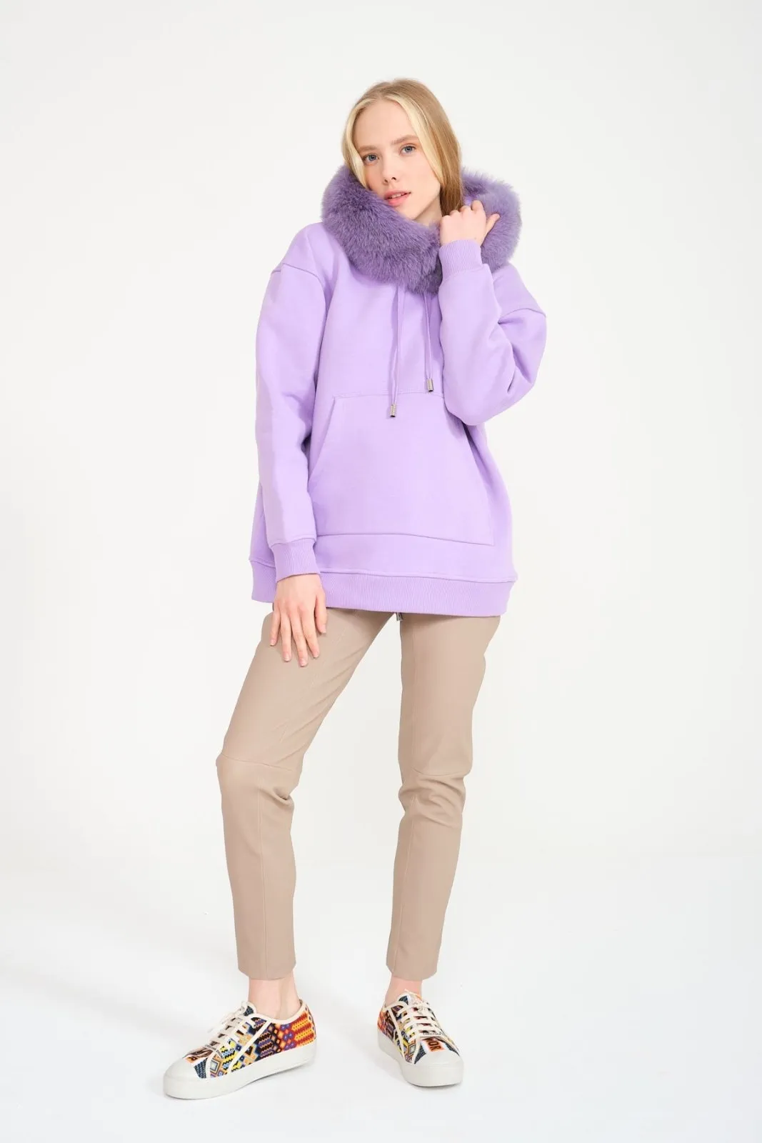 Lilac Fox Fur Hoodie